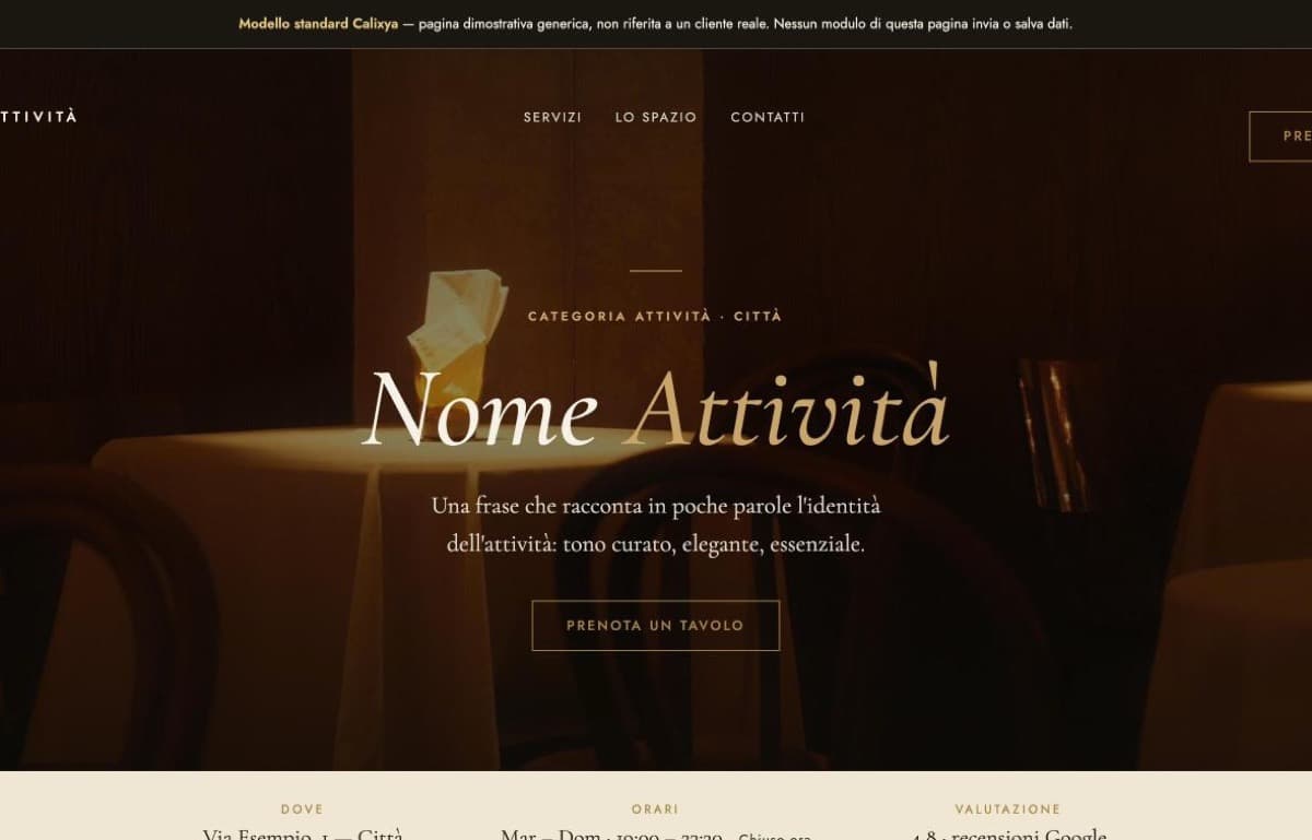 Anteprima del modello Elegante & Editoriale: titolo centrato in corsivo su sfondo avorio