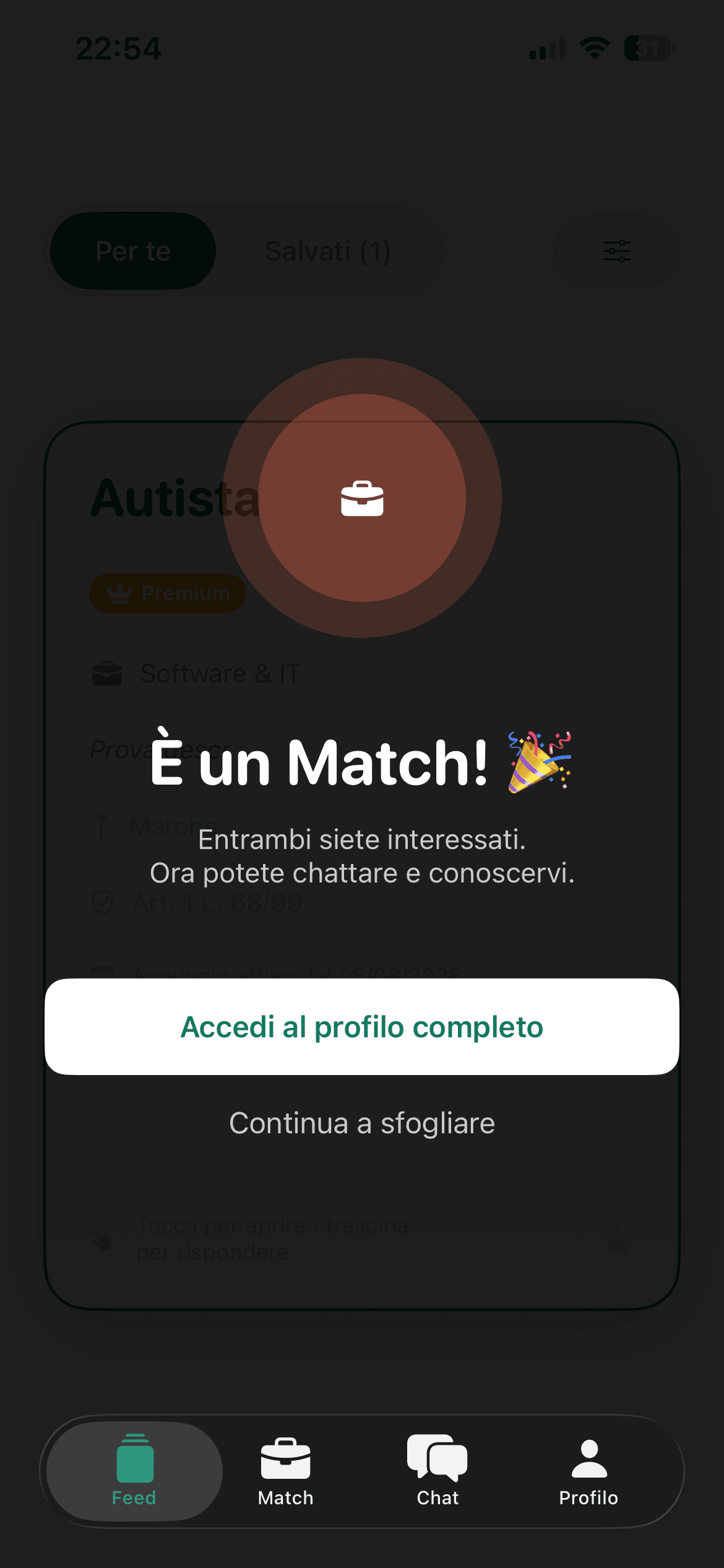 Schermata di match su Calixya